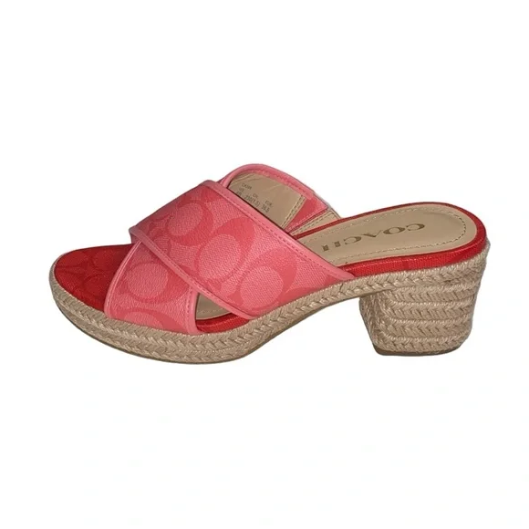 Coach Pink/Red Espadrille Sandals, Size 6 - Picture 8 of 17